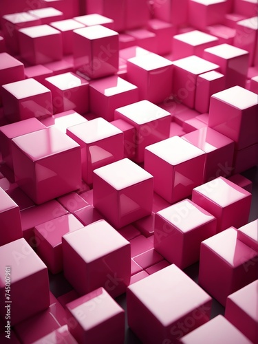 Abstract composition of pink d cubes from Generative AI