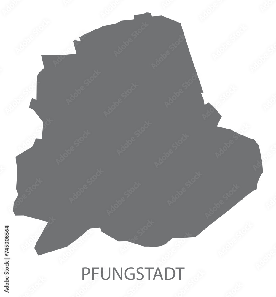 Pfungstadt German city map grey illustration silhouette shape