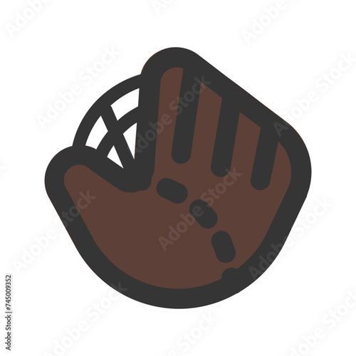 baseball glove line color icon