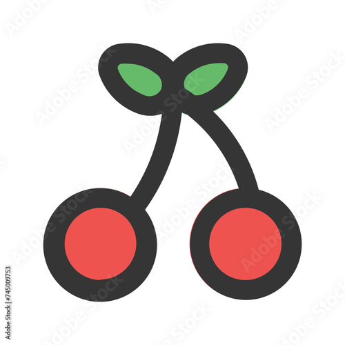 cherries line color icon