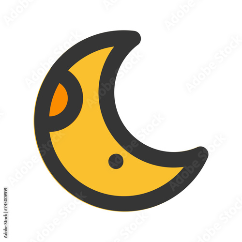 crescent moon line color icon