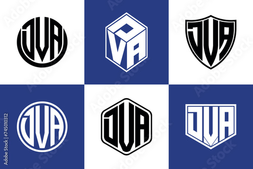 DVA initial letter geometric shape icon logo design vector. monogram, letter mark, circle, polygon, shield, symbol, emblem, elegant, abstract, wordmark, sign, art, typography, icon, geometric, shape
