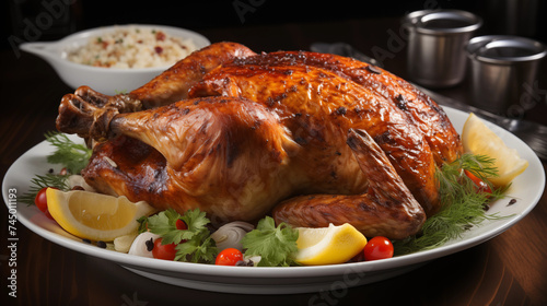 photograph roast turkey on white plate