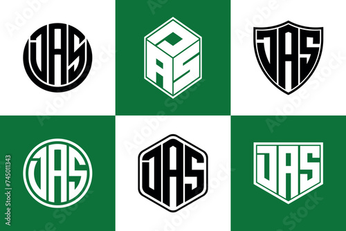 DAS initial letter geometric shape icon logo design vector. monogram, letter mark, circle, polygon, shield, symbol, emblem, elegant, abstract, wordmark, sign, art, typography, icon, geometric, shape photo