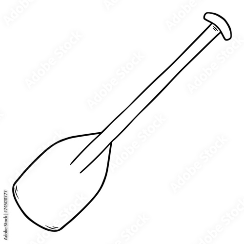 wooden oar illustration hand drawn outline isoalted vector