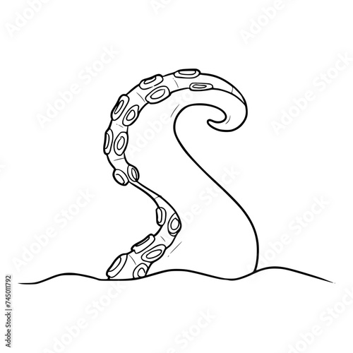 kraken tentacle illustration hand drawn outline vector