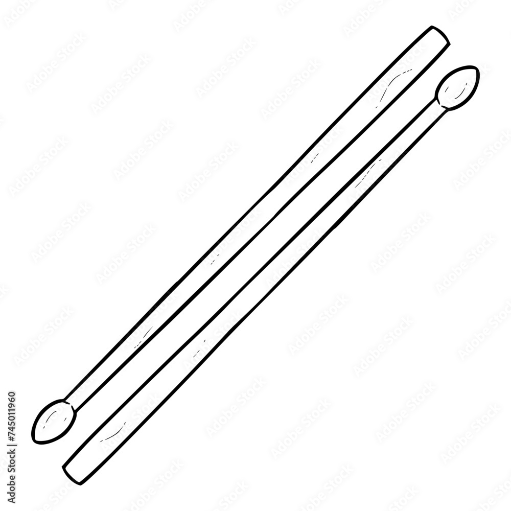 drum stick illustration hand drawn outline isolated vector drum stick illustration hand drawn outline isolated vector