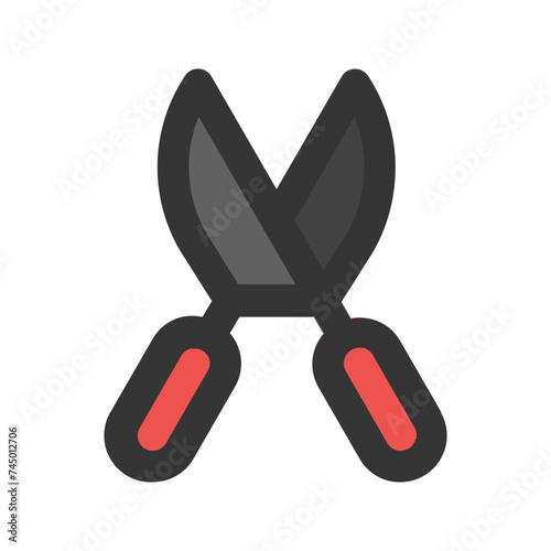pruning shears line color icon
