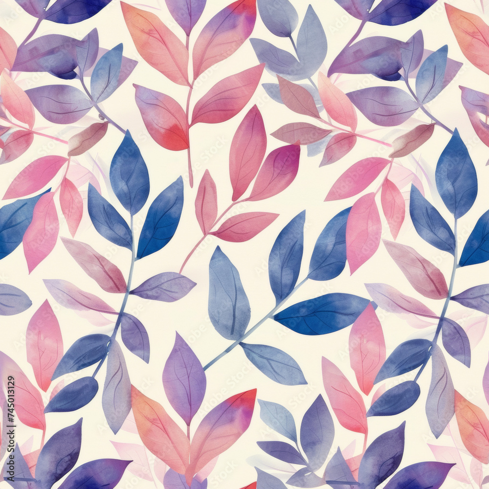 A stunning seamless pattern featuring beautiful leaf motifs in a watercolor style, perfect for backgrounds, textiles, and wallpapers. A stunning seamless pattern featuring beautiful leaf motifs in a watercolor style, perfect for backgrounds, textiles, and wallpapers.