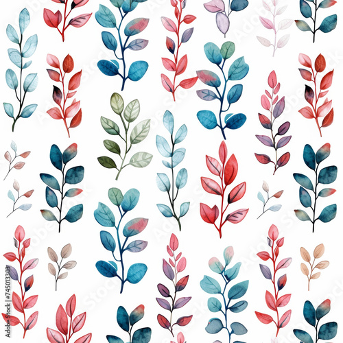 Beautiful seamless pattern featuring intricate leaf motifs in a stunning watercolor style, perfect for backgrounds and textiles. 