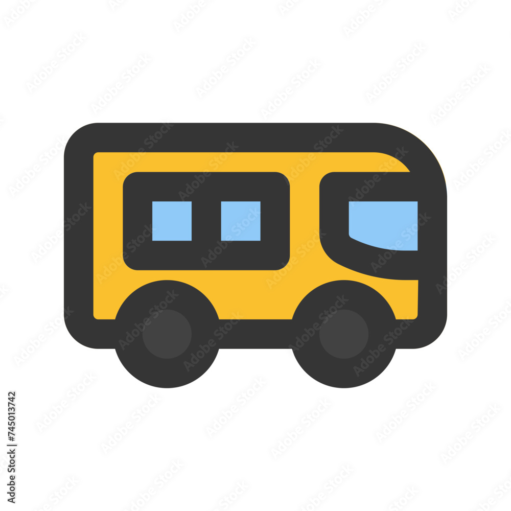 school bus line color icon