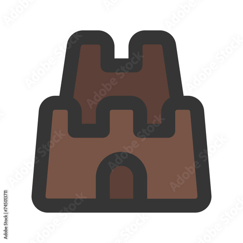 sand castle line color icon