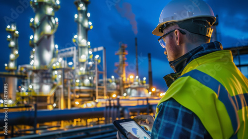 Man wearing a hard hat working in an industrial area
