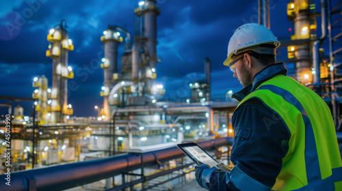 Man wearing a hard hat working in an industrial area