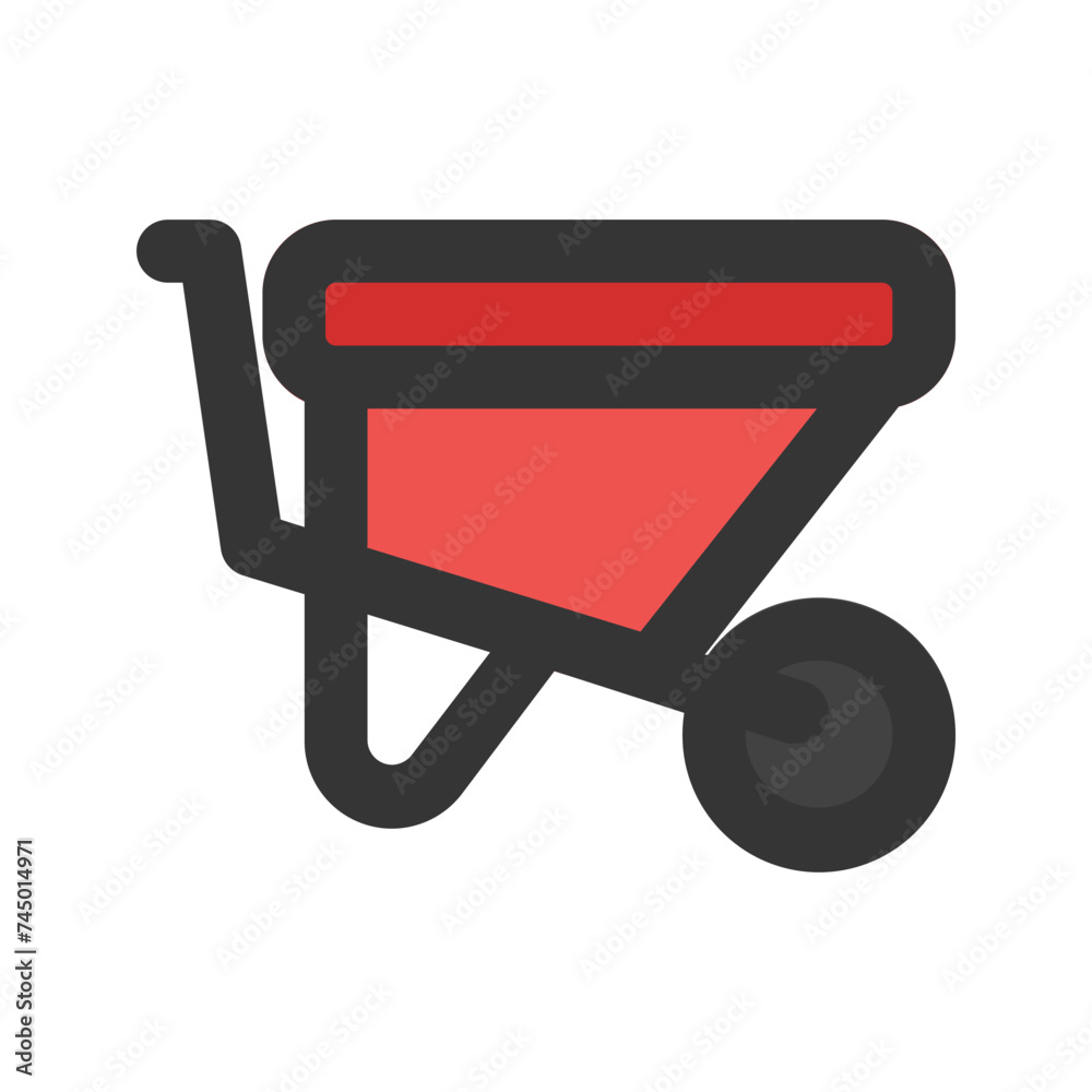 wheelbarrow line color icon wheelbarrow line color icon