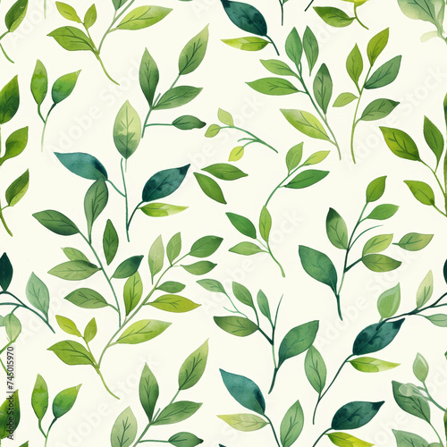 Beautiful seamless pattern featuring intricate leaf motifs in a stunning watercolor style, perfect for backgrounds and textiles. 
