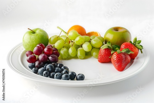 Fresh fruits on white plate