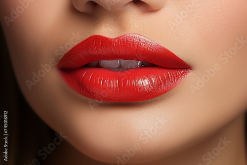 Close-up of gorgeous full lips for beauty product advertisements on photo stock platform