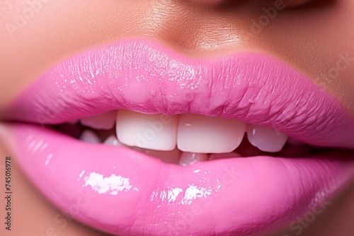 Close-up of beautiful african american womans pink lips- ideal for fashion and beauty ads