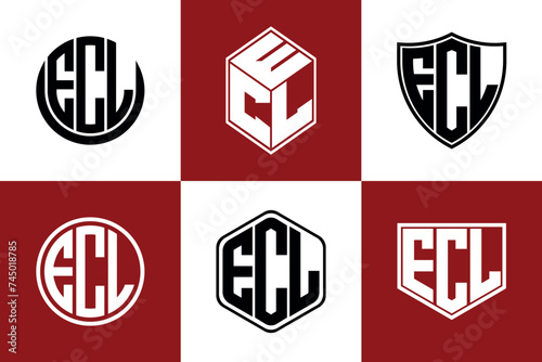 ECL initial letter geometric shape icon logo design vector. monogram, letter mark, circle, polygon, shield, symbol, emblem, elegant, abstract, wordmark, sign, art, typography, icon, geometric, shape photo