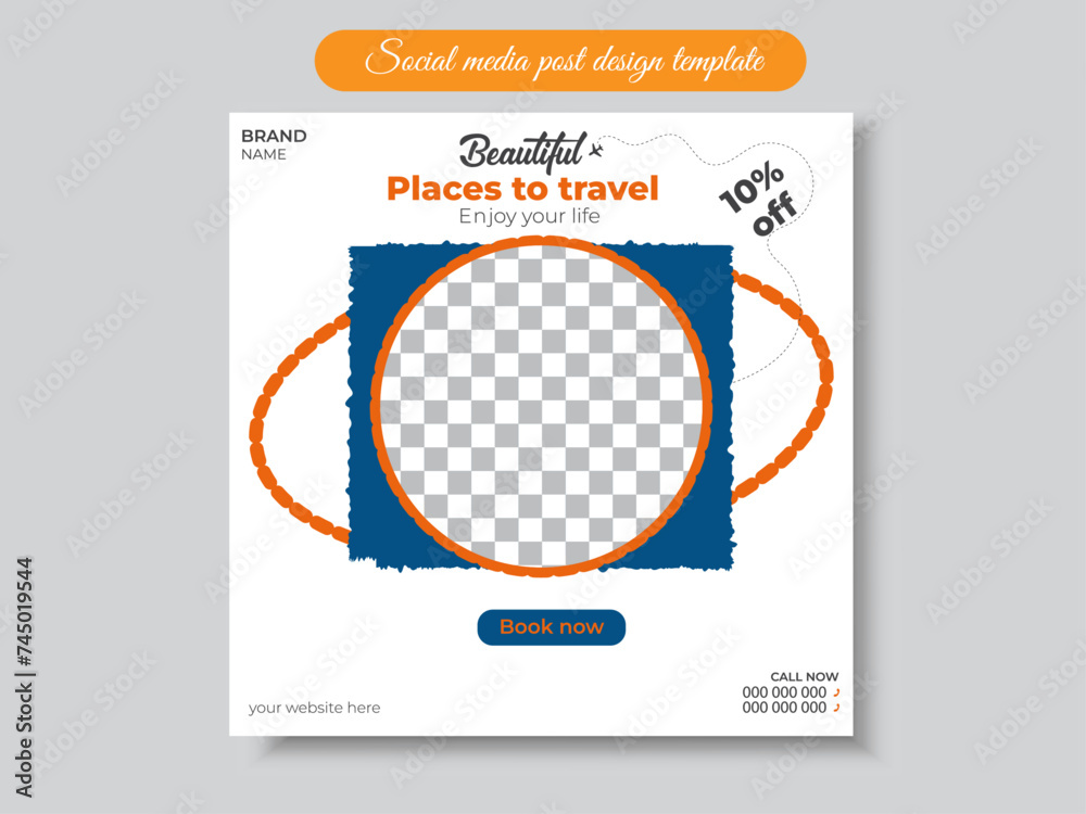 Travel social media post template design Travel social media post template design