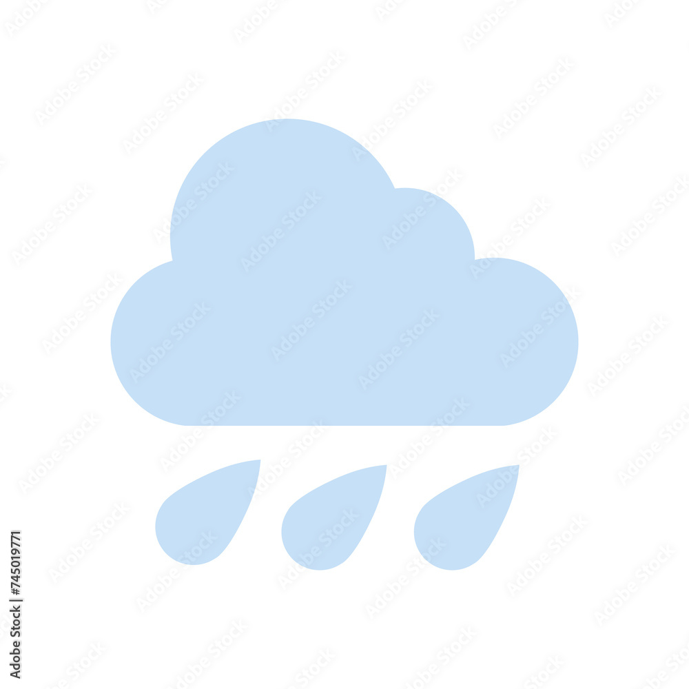 Rain cloud icon. Simple flat style. Drop water, cloudy symbol, raindrop, fall, spring, color, measure, nature, weather concept for web design. Vector illustration isolated Rain cloud icon. Simple flat style. Drop water, cloudy symbol, raindrop, fall, spring, color, measure, nature, weather concept for web design. Vector illustration isolated