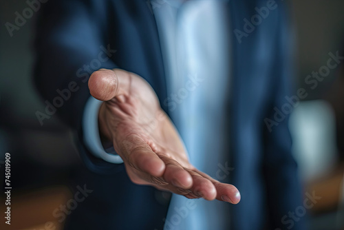 A businessman extends an offer for a handshake © Emanuel