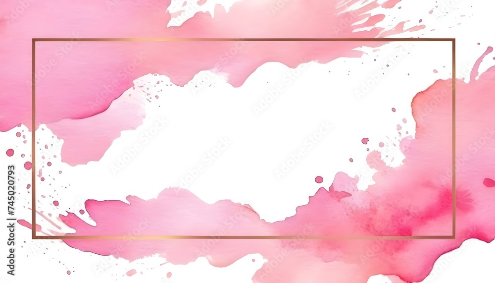 Pink frame watercolor pattern background