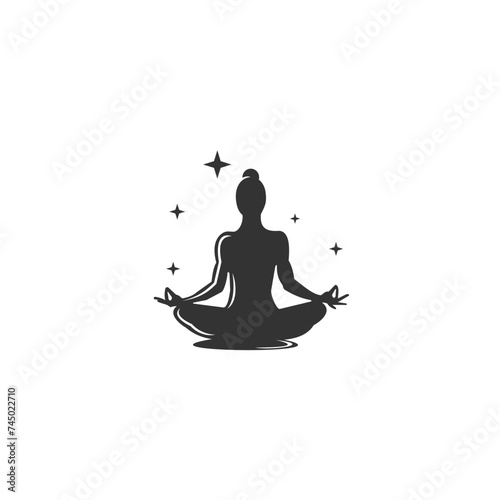 Meditation relaxation, yoga symbol logo template stylized vector silhouette. Suitable for your design need, logo, illustration, animation, etc.