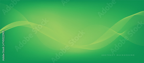 Abstract green gradient background with wavy lines