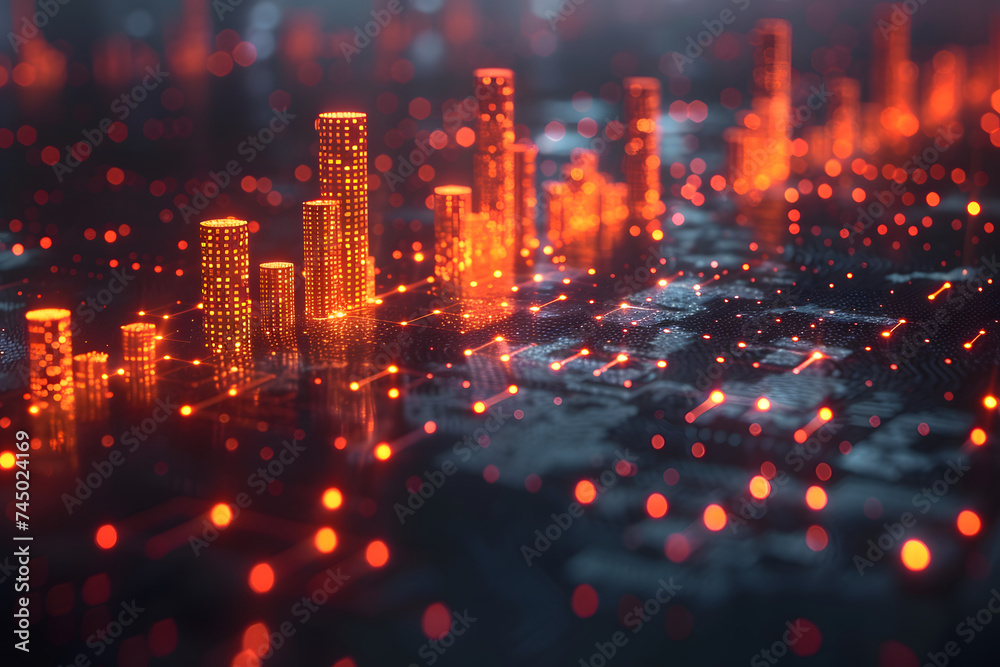 Obraz premium Vibrant City Lights Illuminating the Night Sky