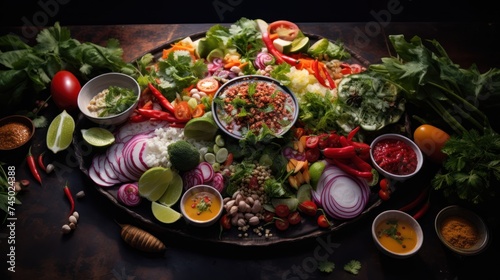 Colorful Thai food beautifully arranged It represents deliciousness. and interesting