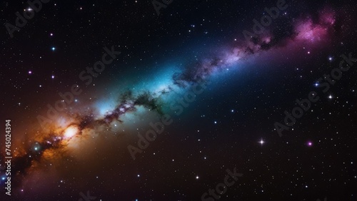 A high quality stock photograph of a beautiful colorfull universe with stars on a dark theme or background