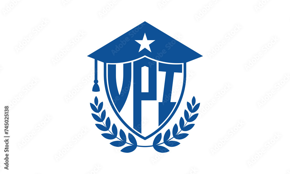 VPI three letter iconic academic logo design vector template. monogram, abstract, school, college, university, graduation cap symbol logo, shield, model, institute, educational, coaching canter, tech VPI three letter iconic academic logo design vector template. monogram, abstract, school, college, university, graduation cap symbol logo, shield, model, institute, educational, coaching canter, tech