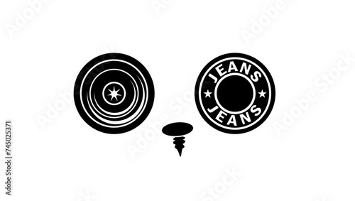 Round Jeans Button, black isolated silhouette