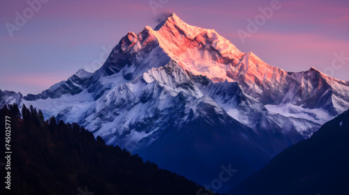 Enthralling Twilight Tranquility: A Picturesque Panorama Of The Majestic Mountain Landscape