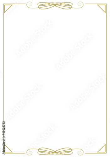 Vintage gold frame with elegant elements and corners on a white background. Vector illustration