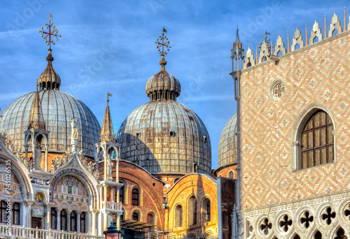 St. Mark's basilica (Basilica di San Marco) and Doge's palace in center of Venice, Italy