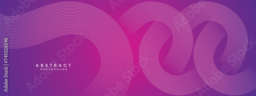 Blue, purple gradient abstract waving circles lines Technology web banner background. Modern magenta, pink gradient with glowing lines and shiny geometric diagonal shape for brochure, cover, header