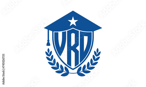 VRO three letter iconic academic logo design vector template. monogram, abstract, school, college, university, graduation cap symbol logo, shield, model, institute, educational, coaching canter, tech photo