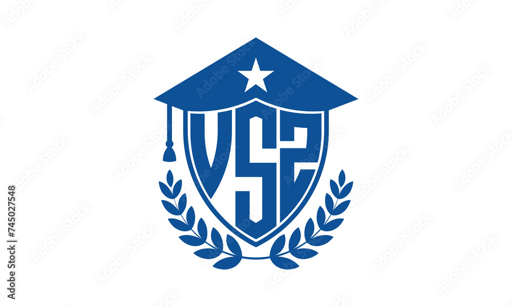 VSZ three letter iconic academic logo design vector template. monogram, abstract, school, college, university, graduation cap symbol logo, shield, model, institute, educational, coaching canter, tech VSZ three letter iconic academic logo design vector template. monogram, abstract, school, college, university, graduation cap symbol logo, shield, model, institute, educational, coaching canter, tech