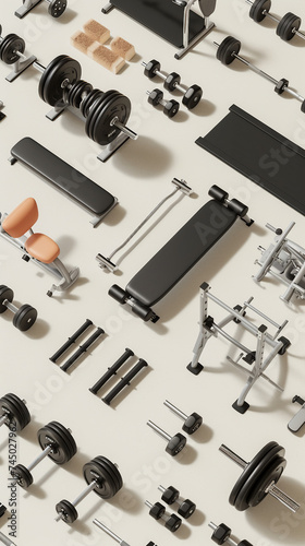 3D illustration of fitness equipment