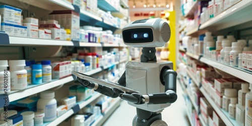 leveraging artificial intelligence, robots now manage pharmacy warehouses, enhancing efficiency and optimizing service for faster, error-free operations. ai generated photo