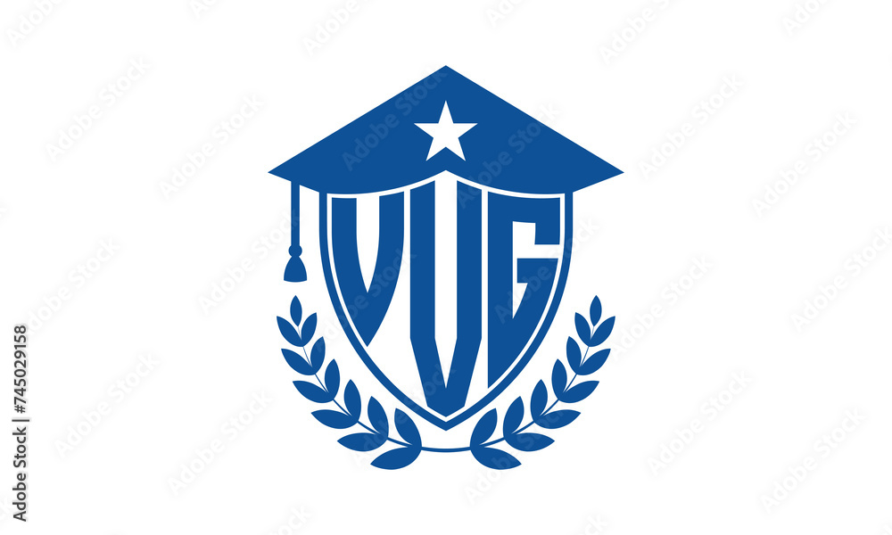 VVG three letter iconic academic logo design vector template. monogram, abstract, school, college, university, graduation cap symbol logo, shield, model, institute, educational, coaching canter, tech VVG three letter iconic academic logo design vector template. monogram, abstract, school, college, university, graduation cap symbol logo, shield, model, institute, educational, coaching canter, tech