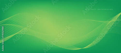 Abstract green gradient background with wavy lines