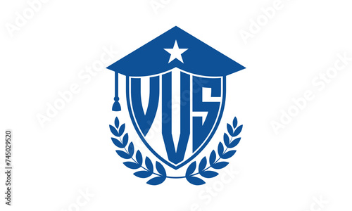 VVS three letter iconic academic logo design vector template. monogram, abstract, school, college, university, graduation cap symbol logo, shield, model, institute, educational, coaching canter, tech
