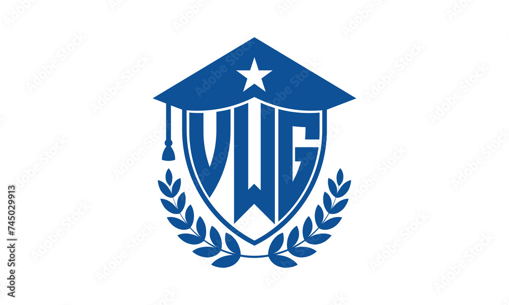 VWG three letter iconic academic logo design vector template. monogram, abstract, school, college, university, graduation cap symbol logo, shield, model, institute, educational, coaching canter, tech VWG three letter iconic academic logo design vector template. monogram, abstract, school, college, university, graduation cap symbol logo, shield, model, institute, educational, coaching canter, tech