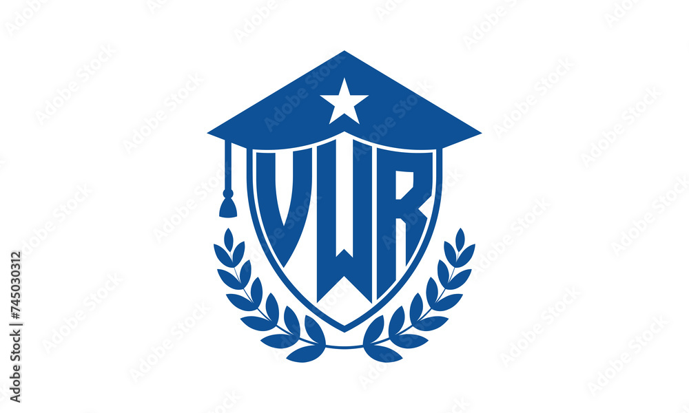 VWR three letter iconic academic logo design vector template. monogram, abstract, school, college, university, graduation cap symbol logo, shield, model, institute, educational, coaching canter, tech VWR three letter iconic academic logo design vector template. monogram, abstract, school, college, university, graduation cap symbol logo, shield, model, institute, educational, coaching canter, tech