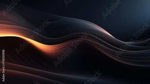 Abstract Dark 3D wavy futuristic colorful gradient swirls with black background, minimalistic, clean and aesthetic