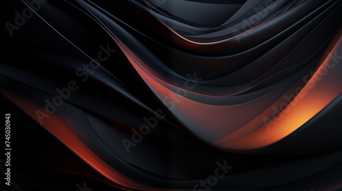 Abstract Dark 3D wavy futuristic colorful gradient swirls with black background, minimalistic, clean and aesthetic